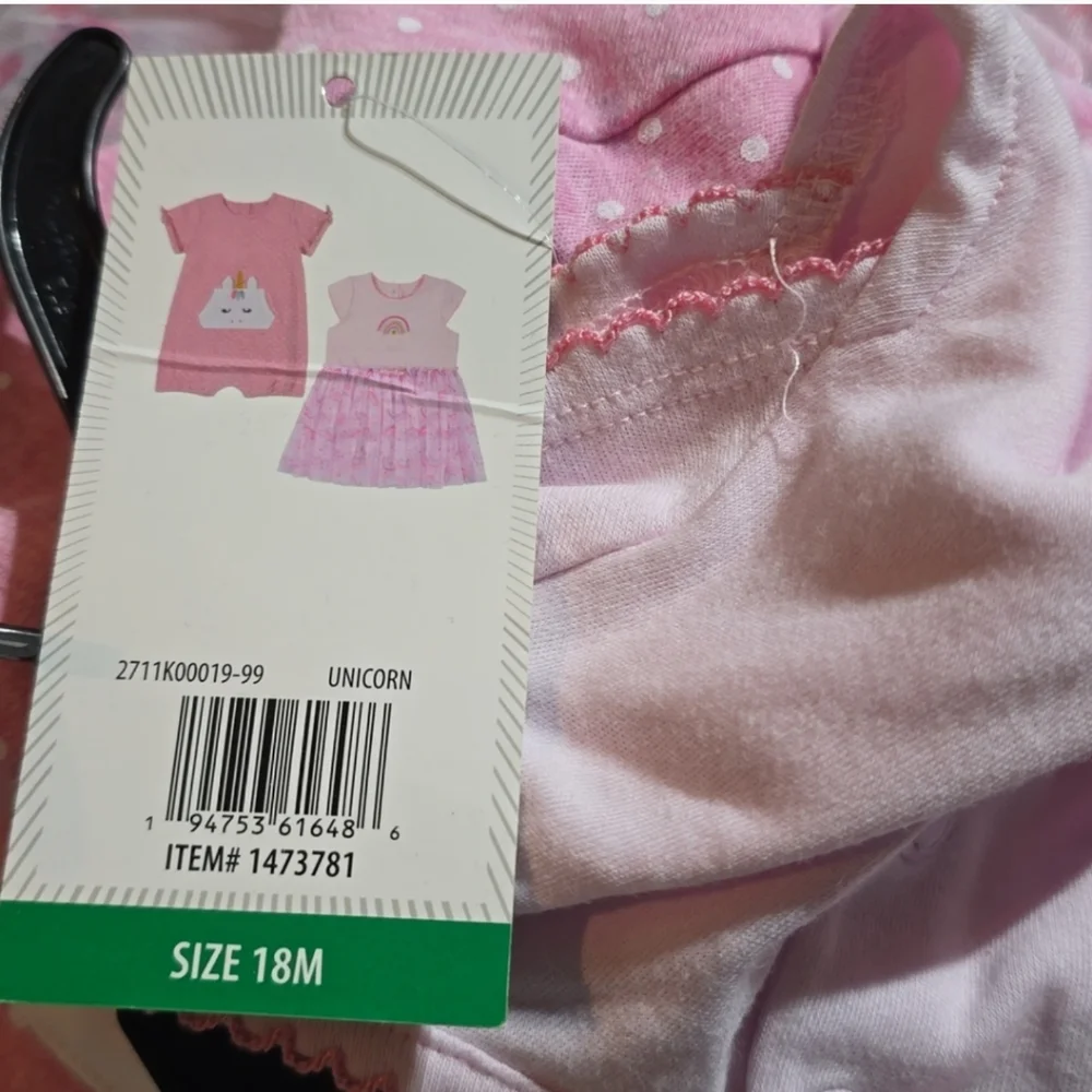 KIDS HEADQUARTERS GIRLS 2 PC DRESS/ROMPER UNICORN/RAINBOW SET(PINK 18M)N…